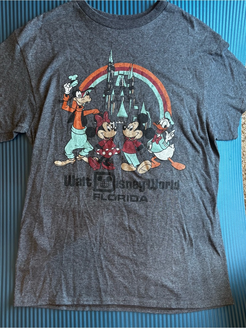 Disney Grey Short Sleeve Tee with Mickey, Minnie, Goofy & Donald
